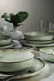 Hermia MOD12Y1730P03 Vajilla de Porcelana Verde 12 Piezas para 4 Personas Apta Microondas y Lavavajillas Elegante y Duradera